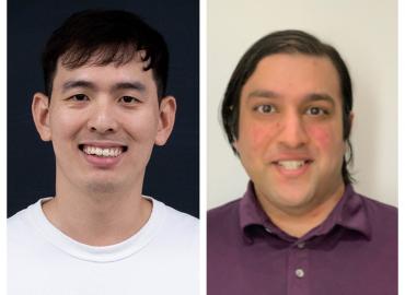 Smiling pictures of two DoSS PhD students receive U of T COVID-19 student engagement awards